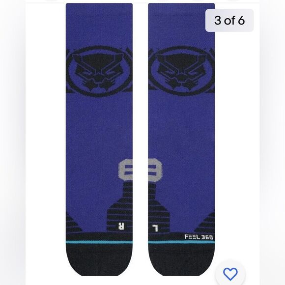 MARVEL BLACK PANTHER THE KING IN SIZE LARGE THESE PERFORMANCE SOCKS ARE NWT - Picture 3 of 6